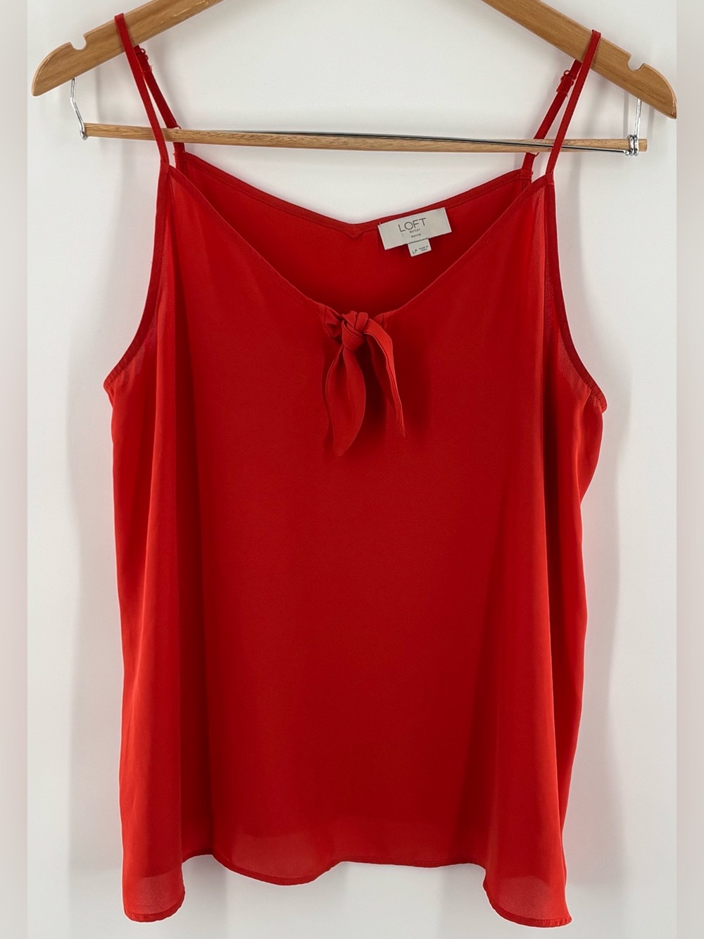 Loft Outlet Orange Tank Top Strappy Cami Front Tie Accent Summer Sz Petite Large